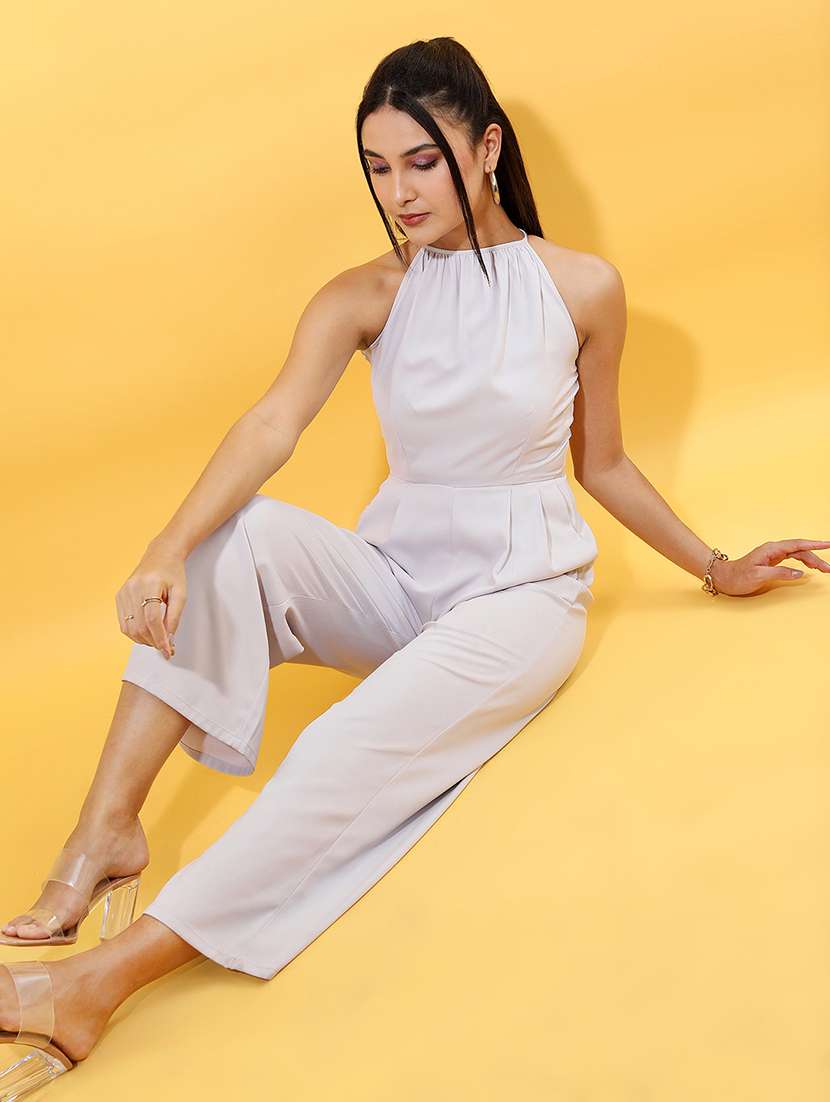 women solid sleeveless halter neck jumpsuit - 22499198 -  Standard Image - 5