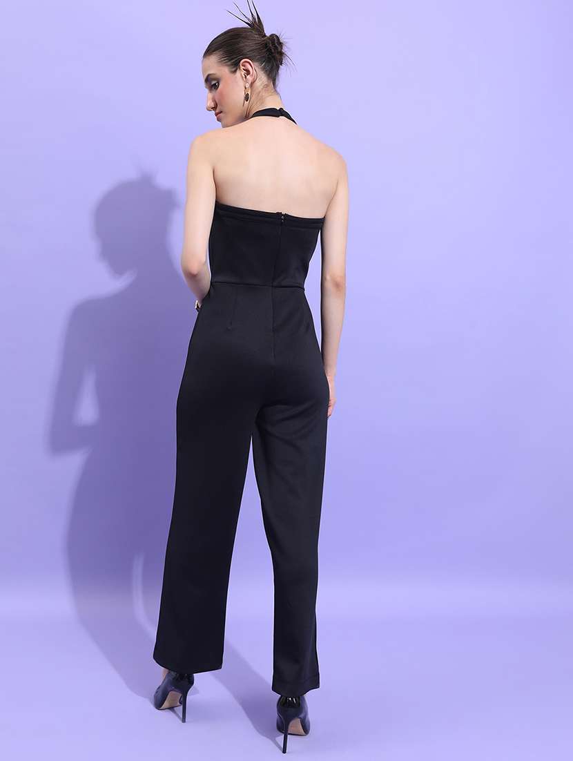 women solid sleeveless halter neck jumpsuit - 22499202 -  Standard Image - 3