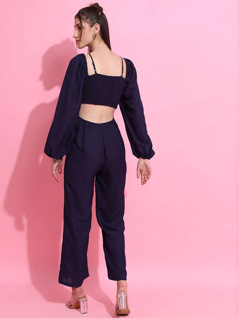 Women Solid Long Sleeves Full Leg Jumpsuit - 22499203 -  Standard Image - 3