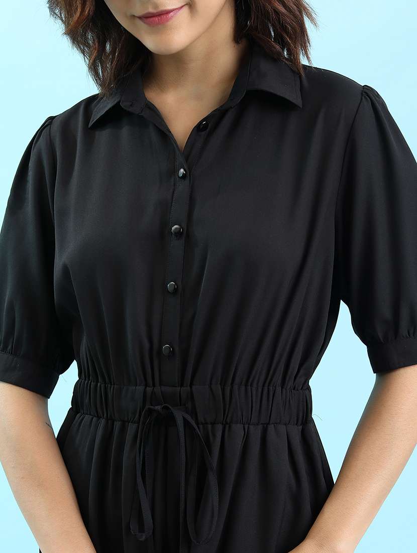 women solid short sleeves jumpsuit - 22499210 -  Standard Image - 5