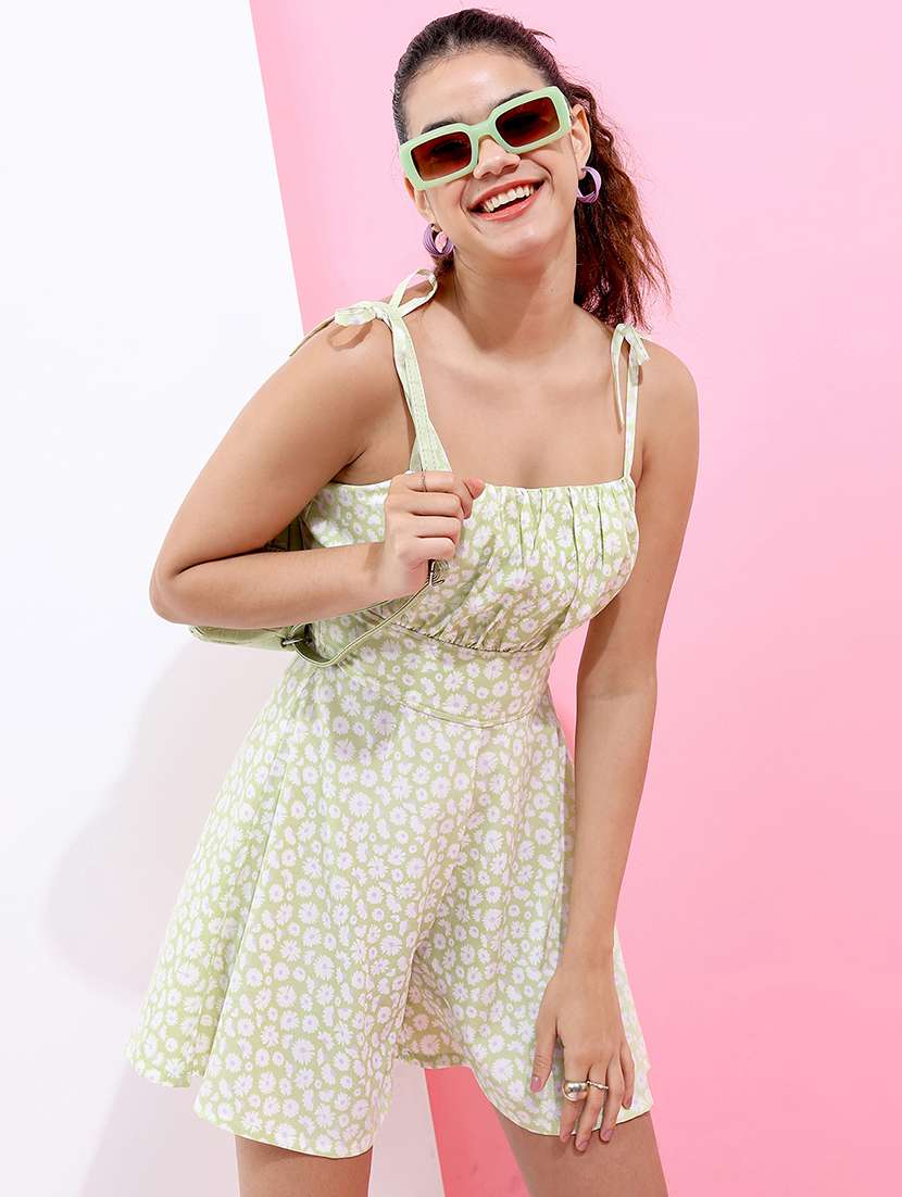 women floral printed sleeveless romper