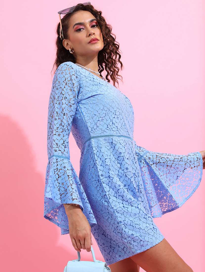 women self design bell sleeves romper - 22499220 -  Standard Image - 3