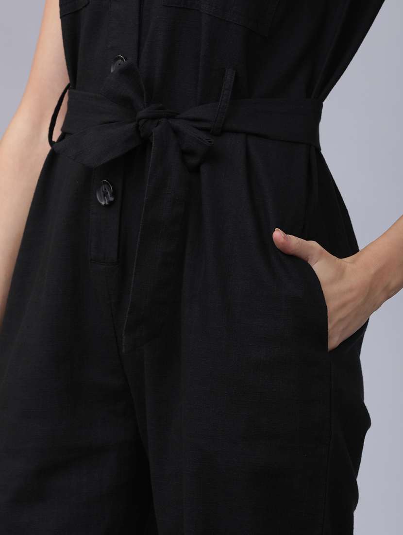 women solid short sleeves jumpsuit - 22499222 -  Standard Image - 5