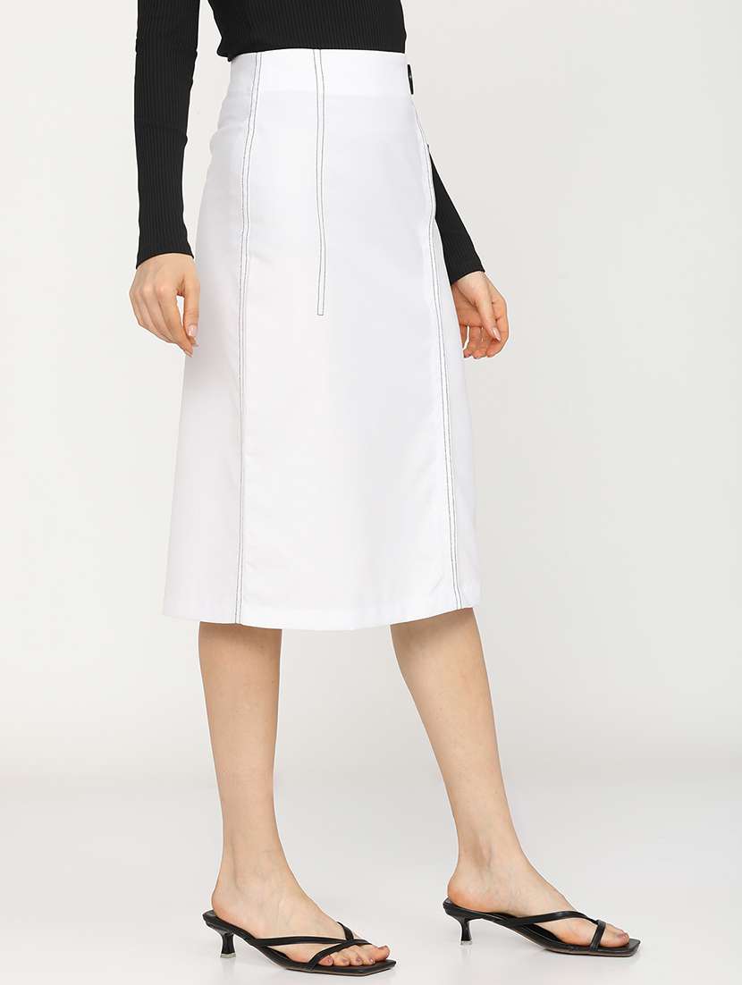 women solid mid rise a-line midi skirt - 22499262 -  Standard Image - 3
