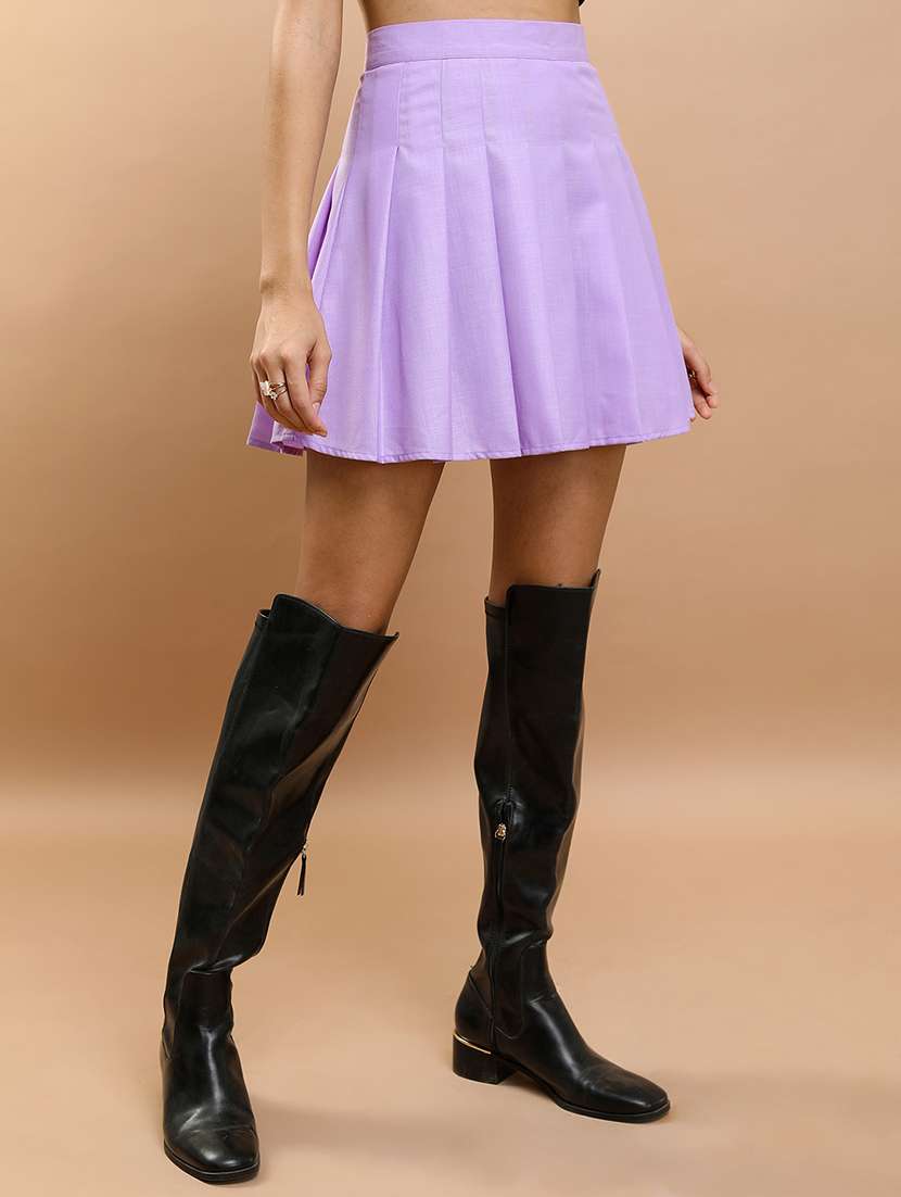 women solid mid rise pleated skirt - 22499274 -  Standard Image - 3