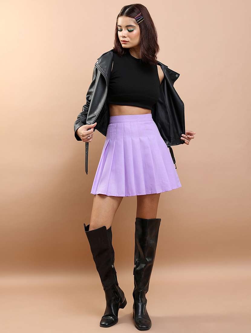 women solid mid rise pleated skirt - 22499274 -  Standard Image - 5