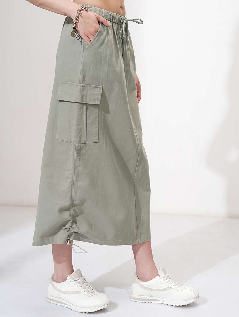 women solid mid rise cargo midi skirt - 22499284 -  Standard Image - 3