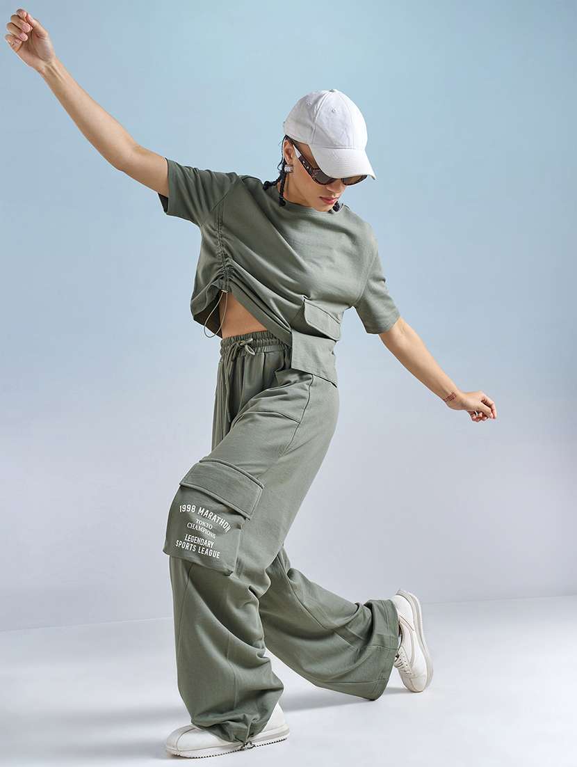 women solid high rise cargo pant - 22499295 -  Standard Image - 5