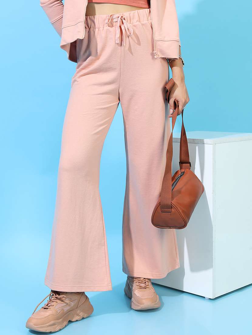 women solid mid rise bootcut pant