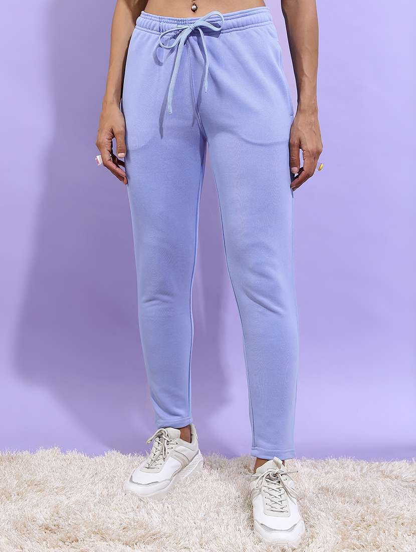 women solid mid rise regular track pant