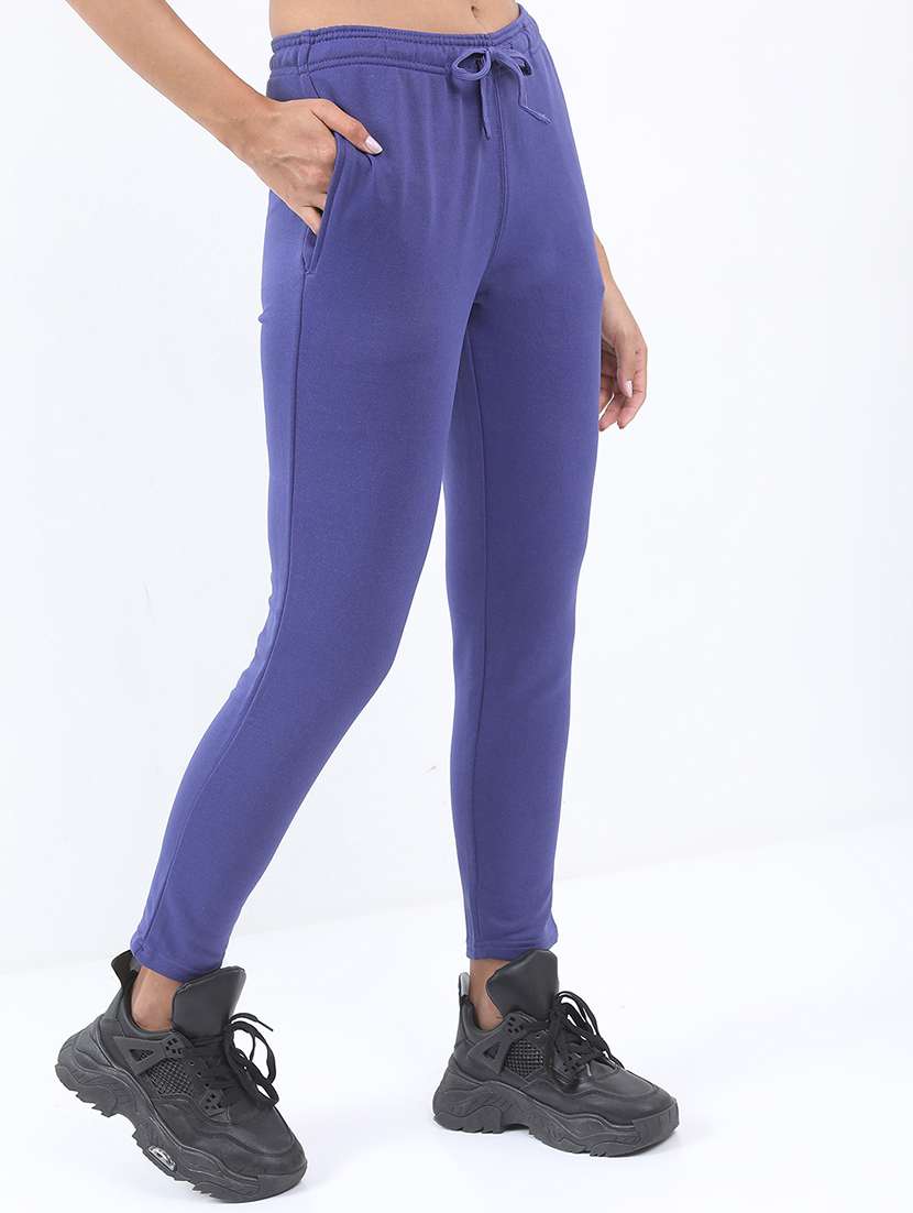 women solid mid rise skinny fit track pant - 22499307 -  Standard Image - 3
