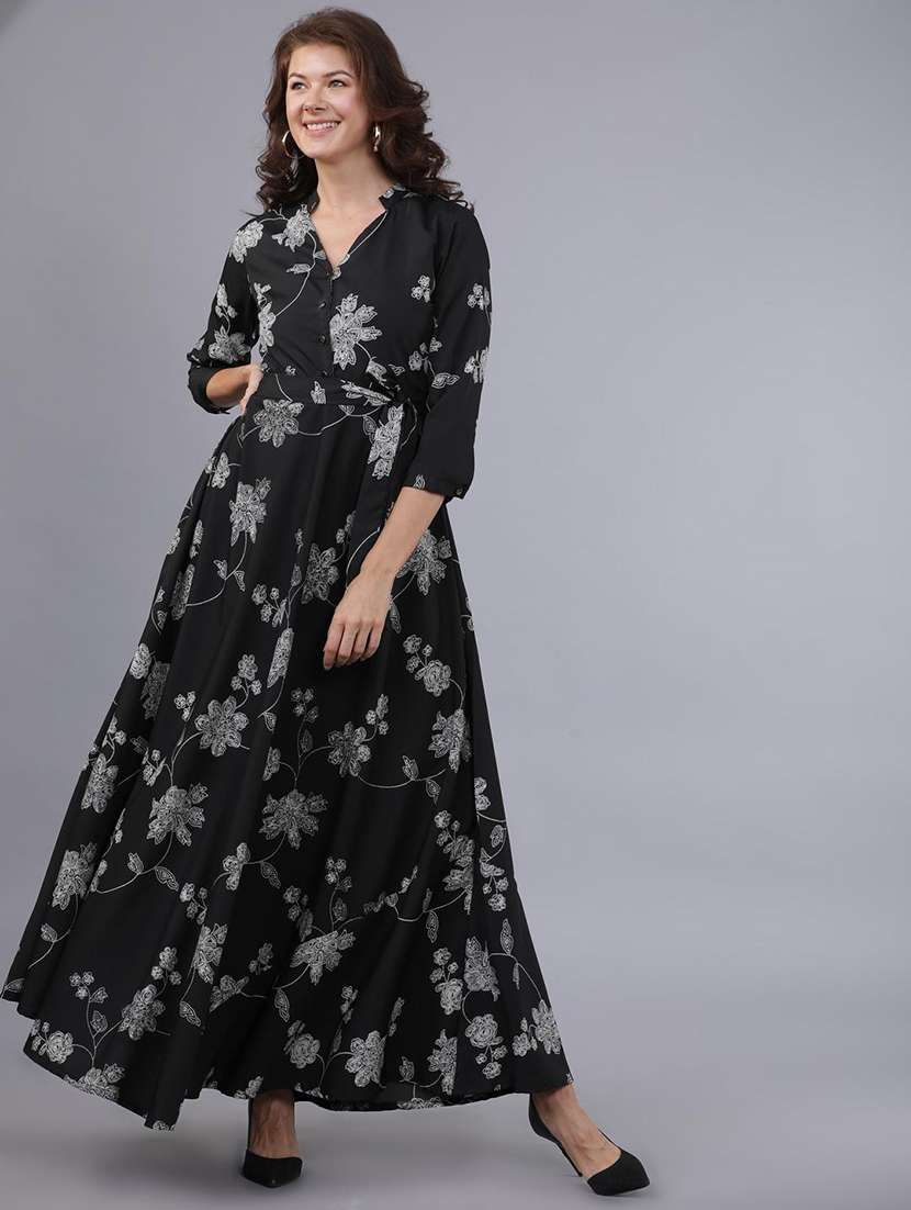 women floral printed a-line maxi dress