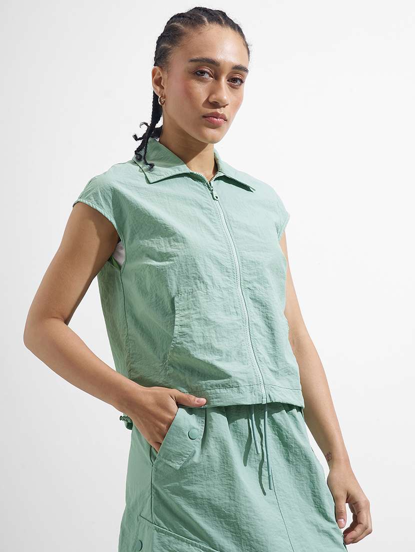 women solid cap sleeves regular jacket - 22499322 -  Standard Image - 3