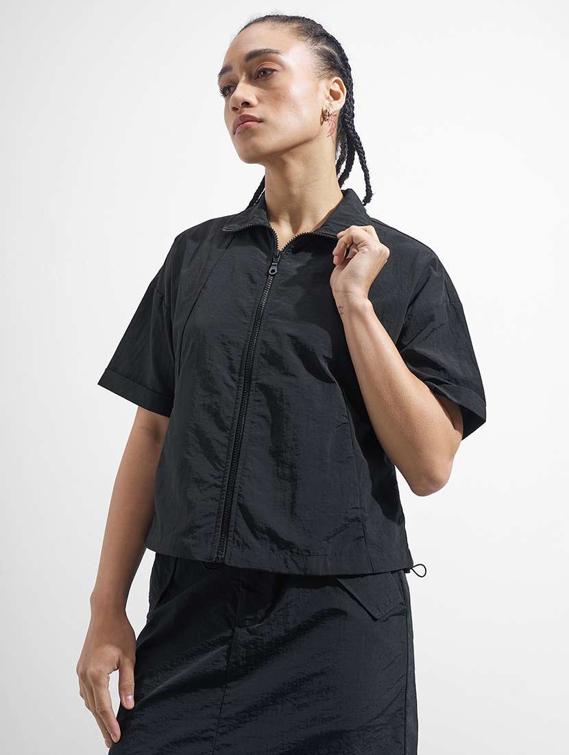 women solid short sleeves regular jacket - 22499323 -  Standard Image - 3