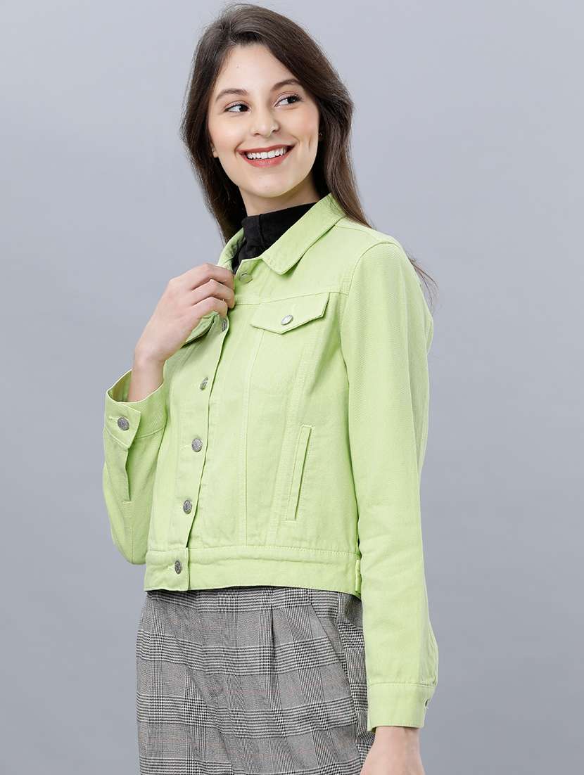 women solid long sleeves denim jacket - 22499332 -  Standard Image - 3