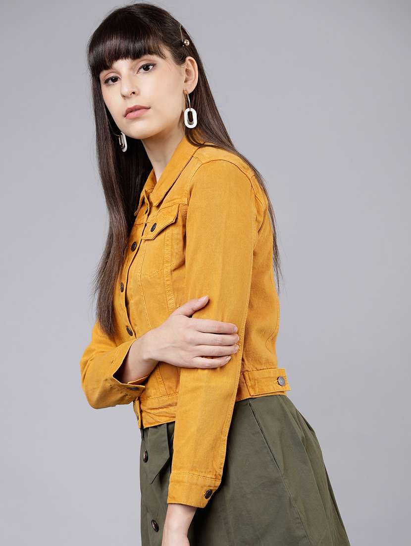 Women Solid Long Sleeves Denim Jacket - 22499340 -  Standard Image - 3
