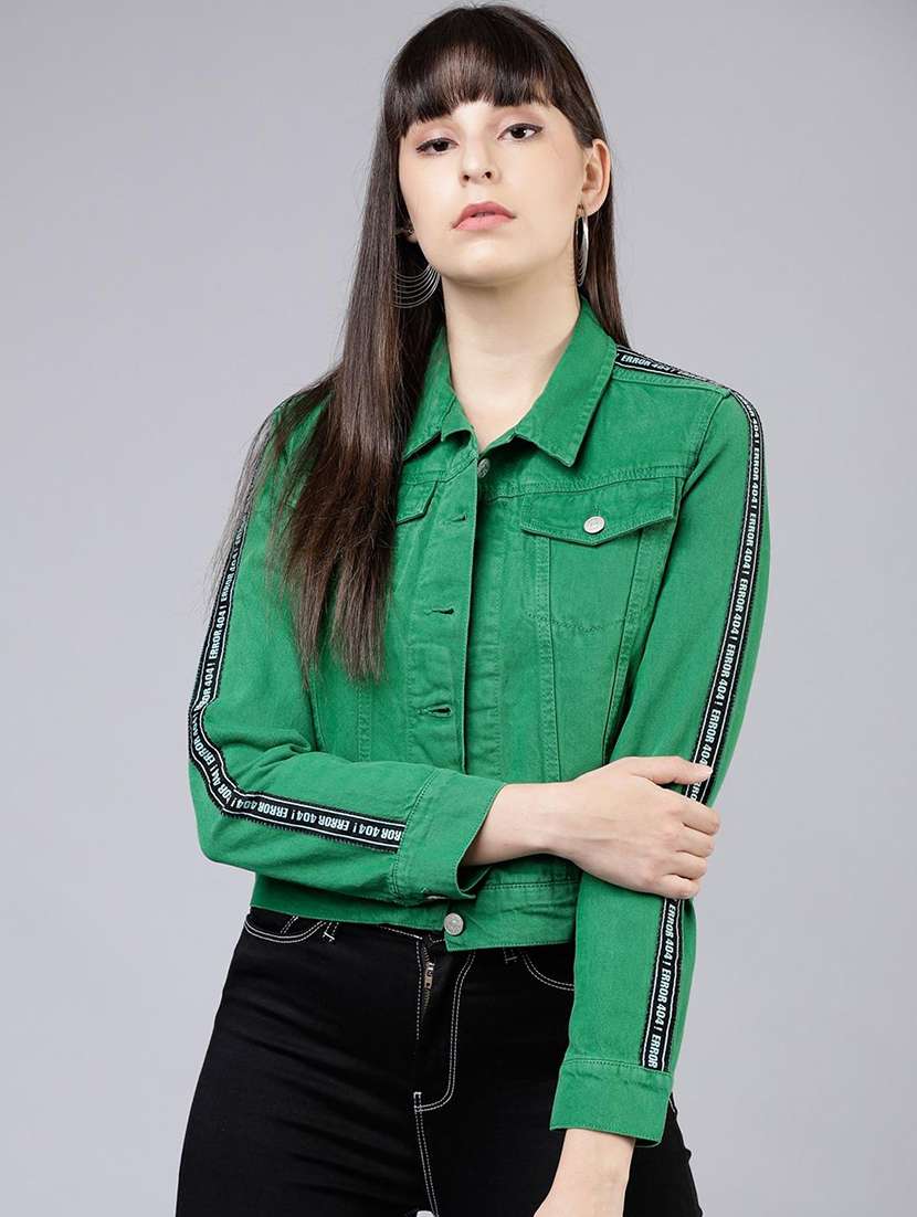 women taped long sleeves denim jacket