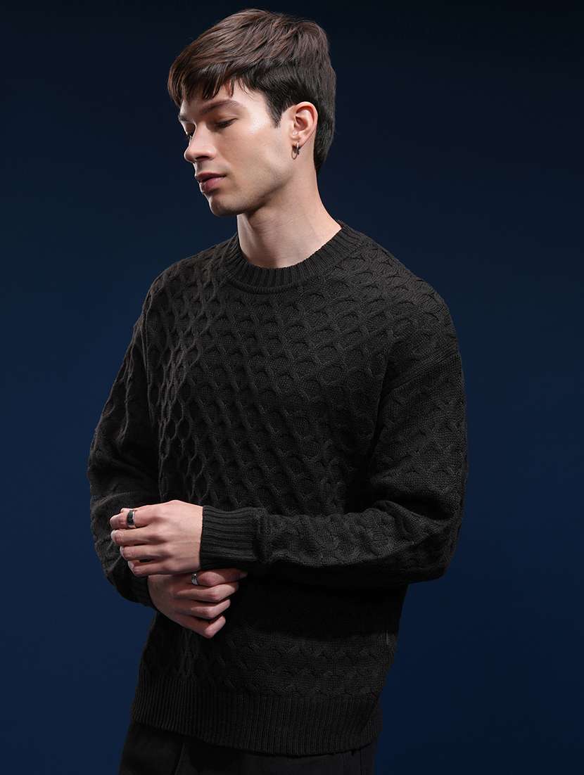men self design long sleeve pullover sweater - 22499373 -  Standard Image - 3