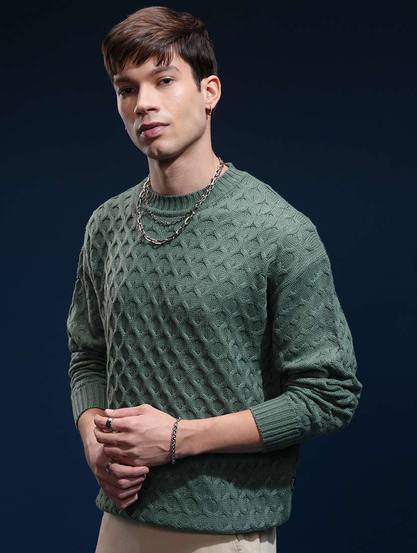 men self design long sleeve pullover sweater - 22499376 -  Standard Image - 3