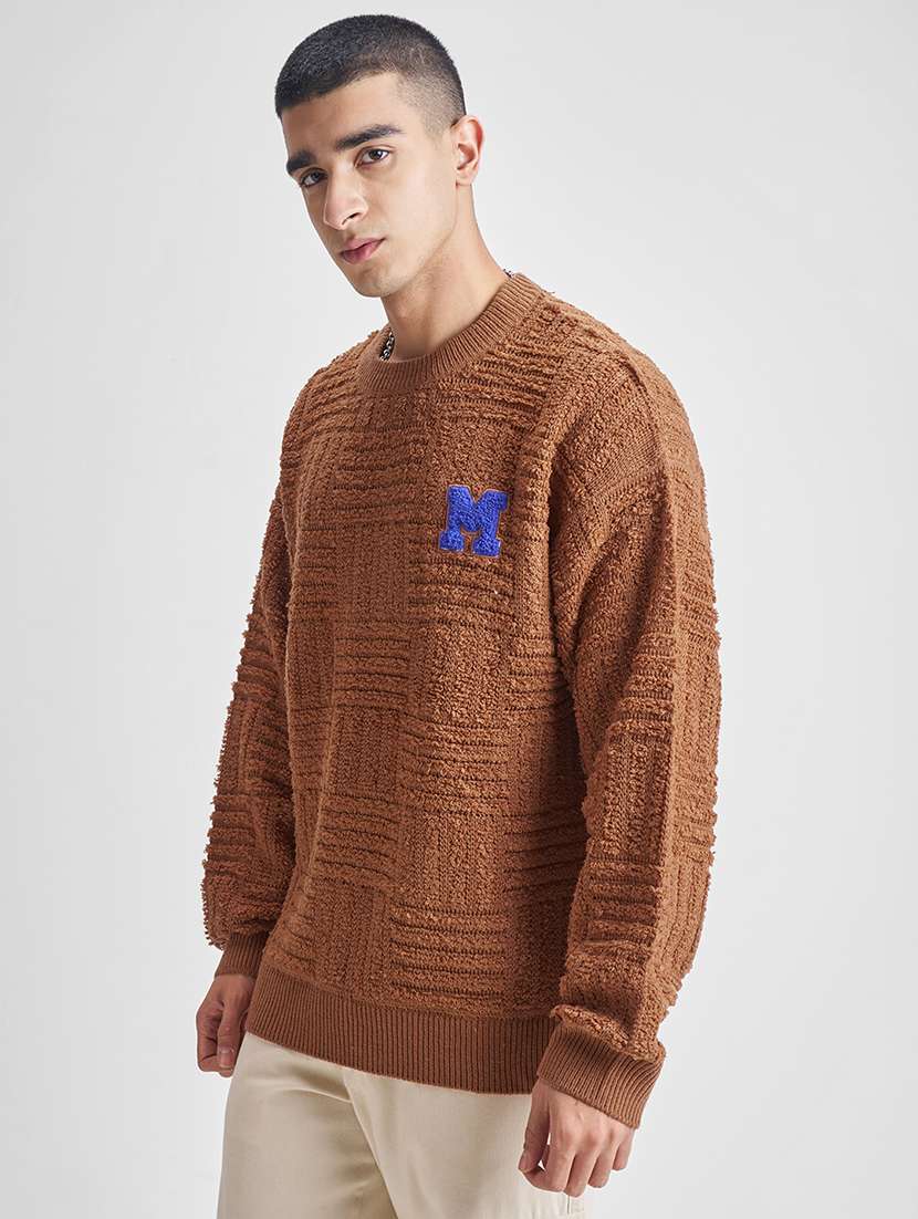 men self design long sleeve pullover sweater - 22499384 -  Standard Image - 3