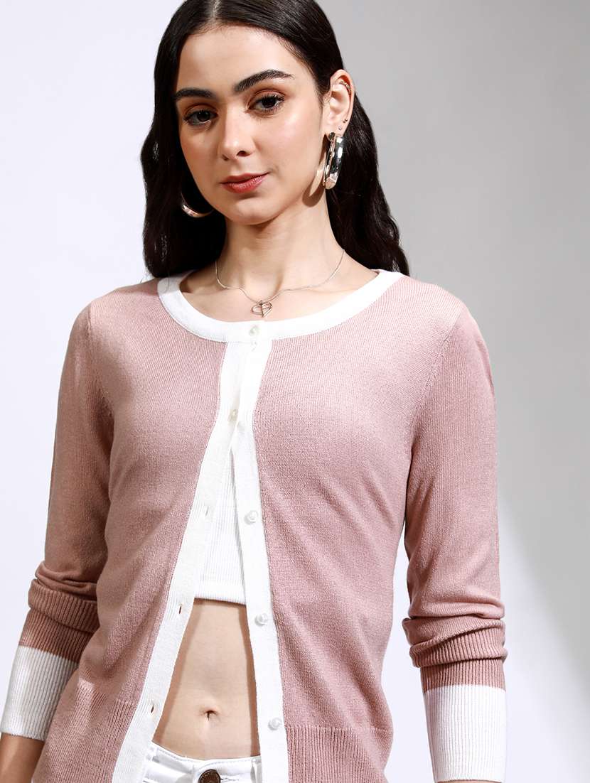 women solid long sleeve cardigan