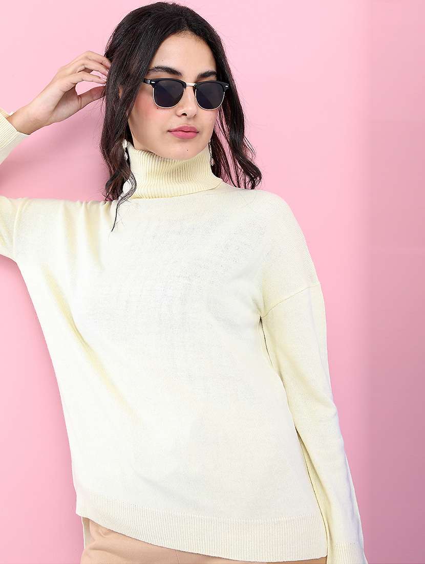 women solid long sleeve pullover sweater