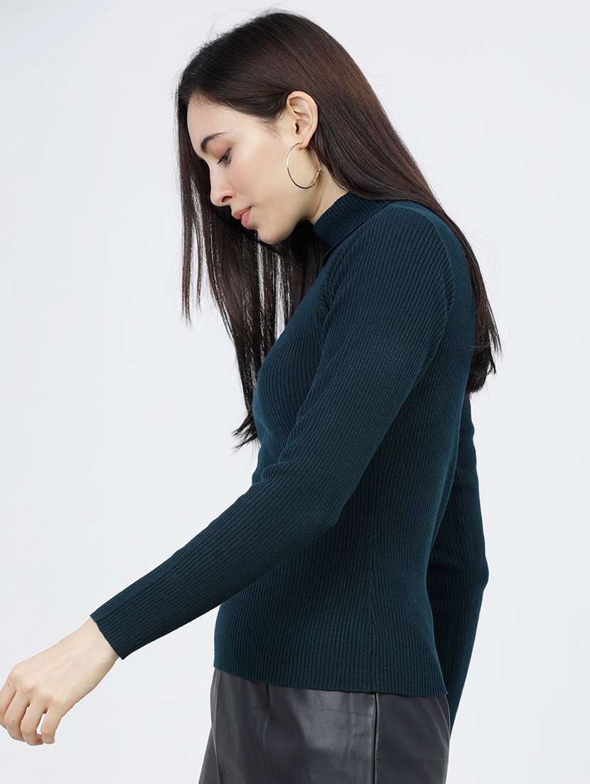 women solid long sleeve pullover sweater - 22499396 -  Standard Image - 3