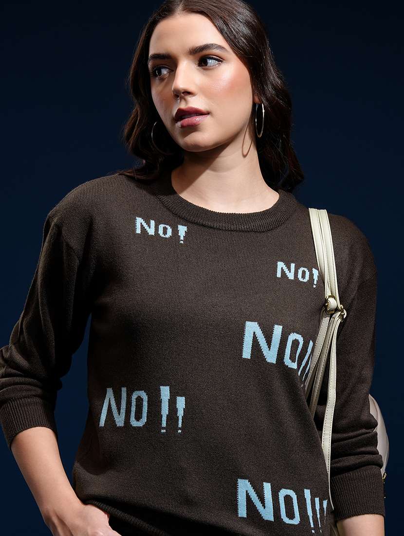 women typographic long sleeve pullover