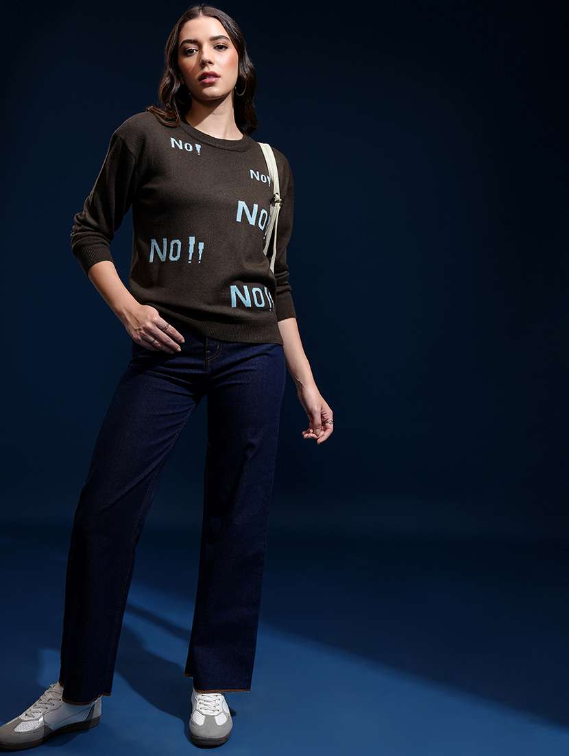 women typographic long sleeve pullover - 22499404 -  Standard Image - 5