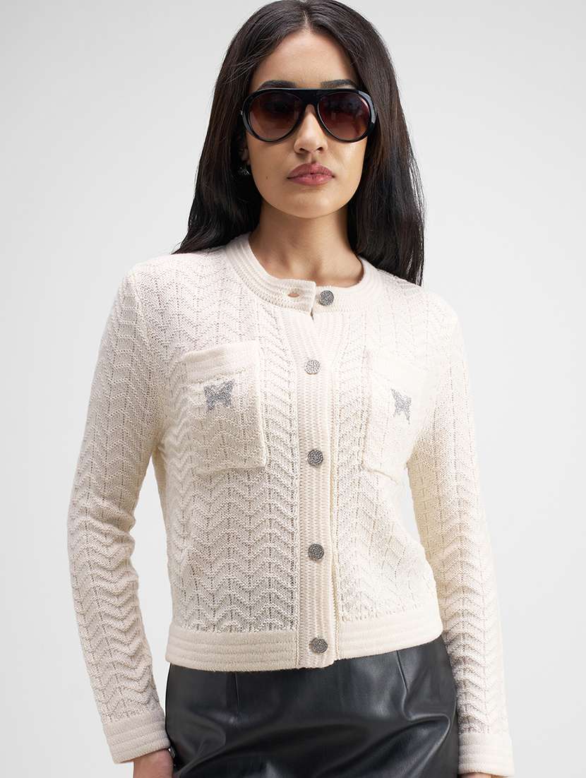 women self design long sleeve cardigan
