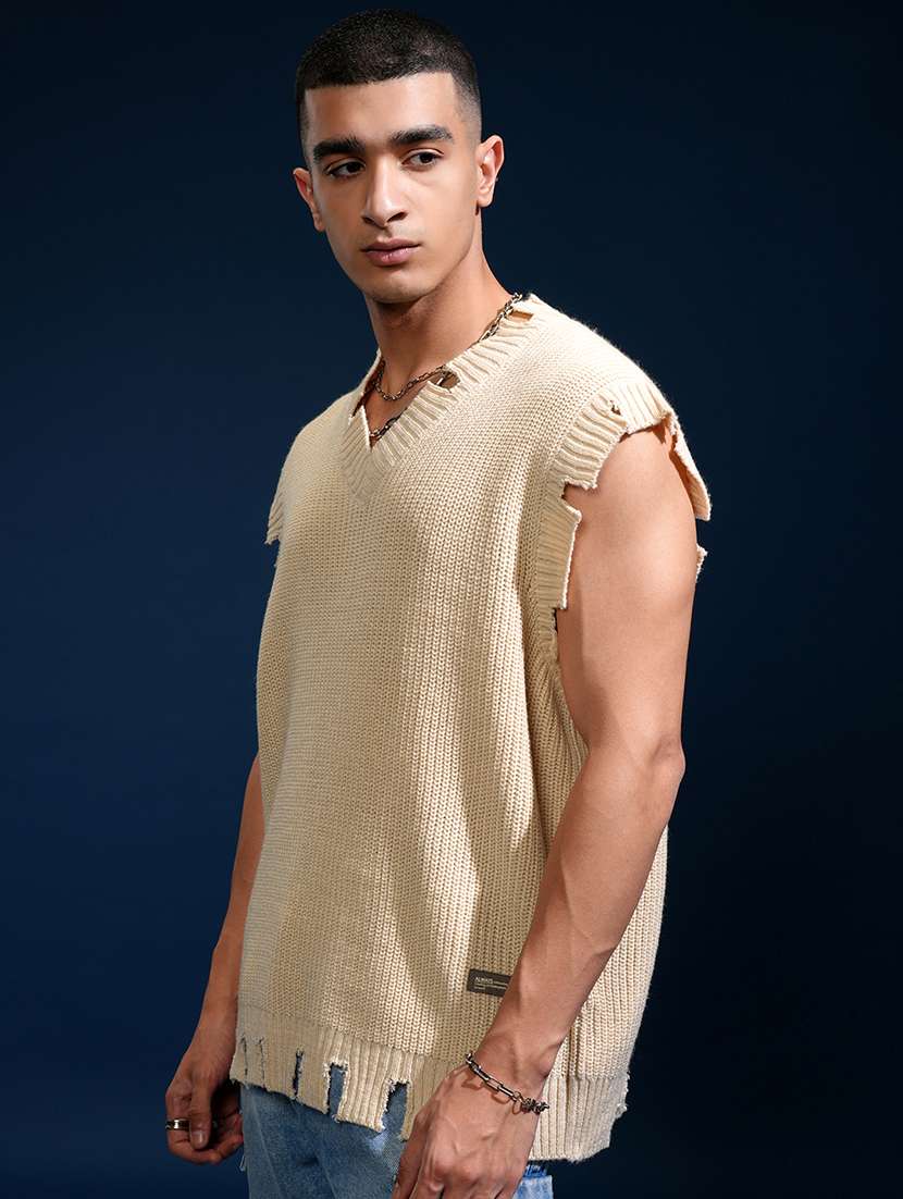 men self design sleeveless pullover sweater - 22499409 -  Standard Image - 3