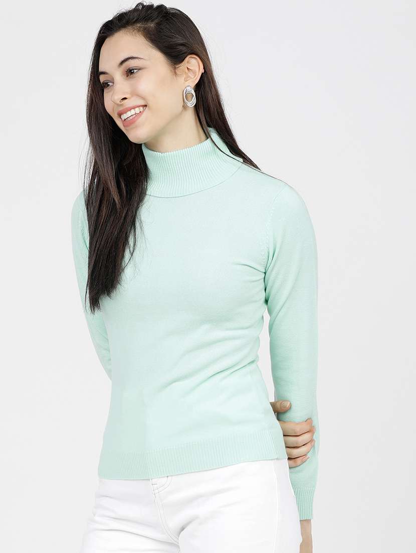 women solid long sleeve pullover sweater - 22499411 -  Standard Image - 3