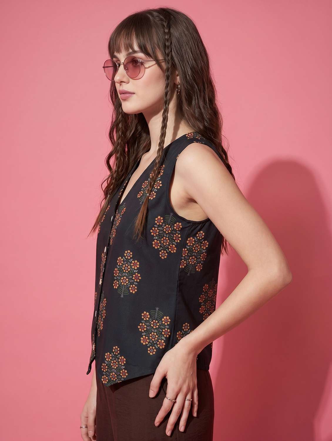 women floral printed sleeveless vest top - 22499417 -  Standard Image - 3