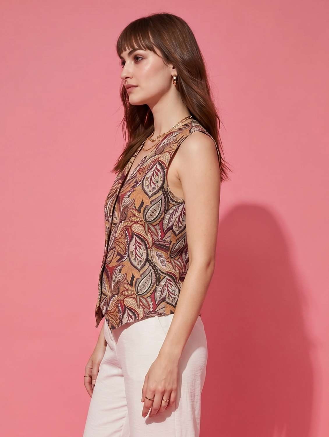 women printed sleeveless vest top - 22499418 -  Standard Image - 5
