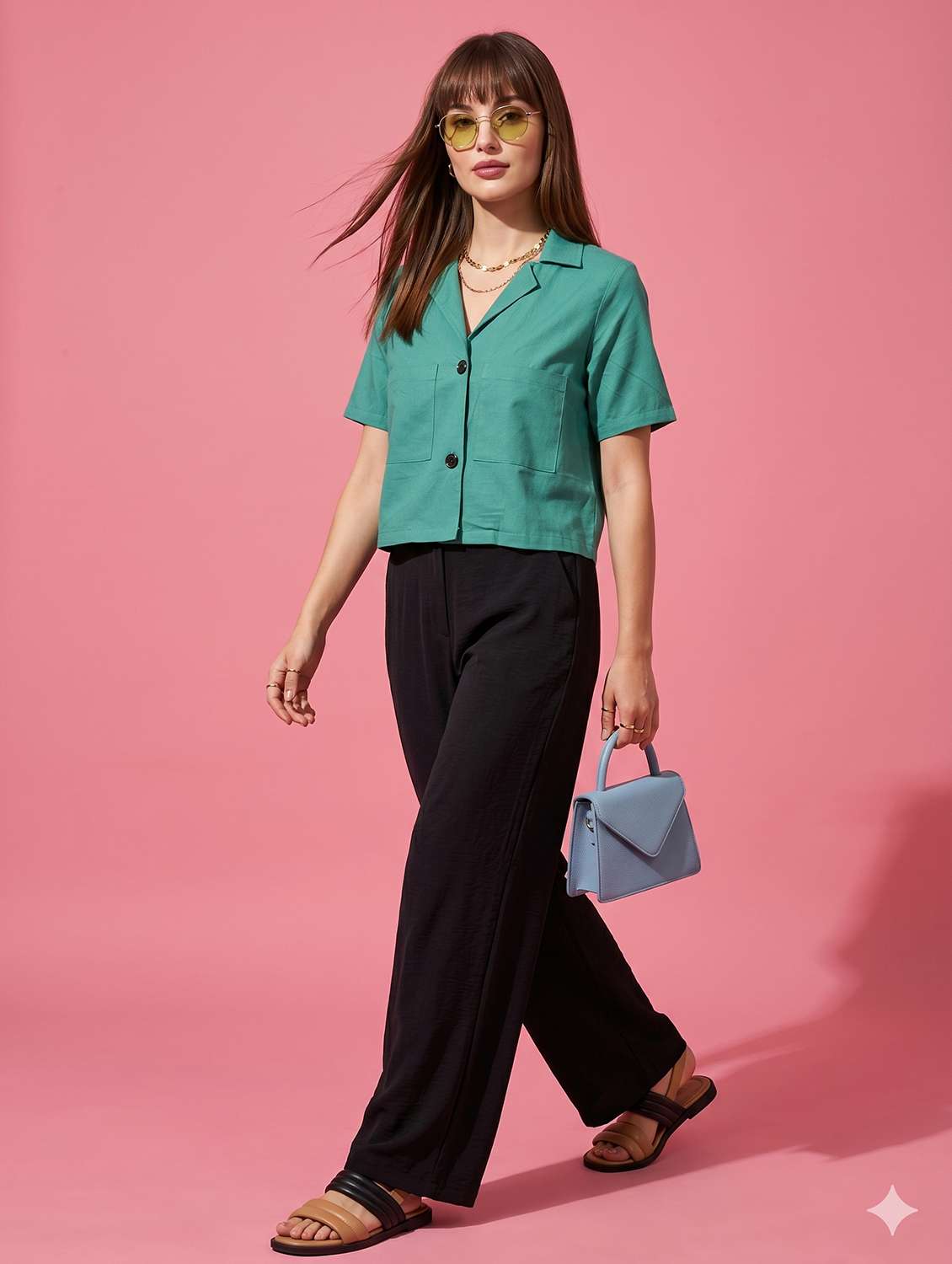 women solid short sleeve shirt top - 22499438 -  Standard Image - 5