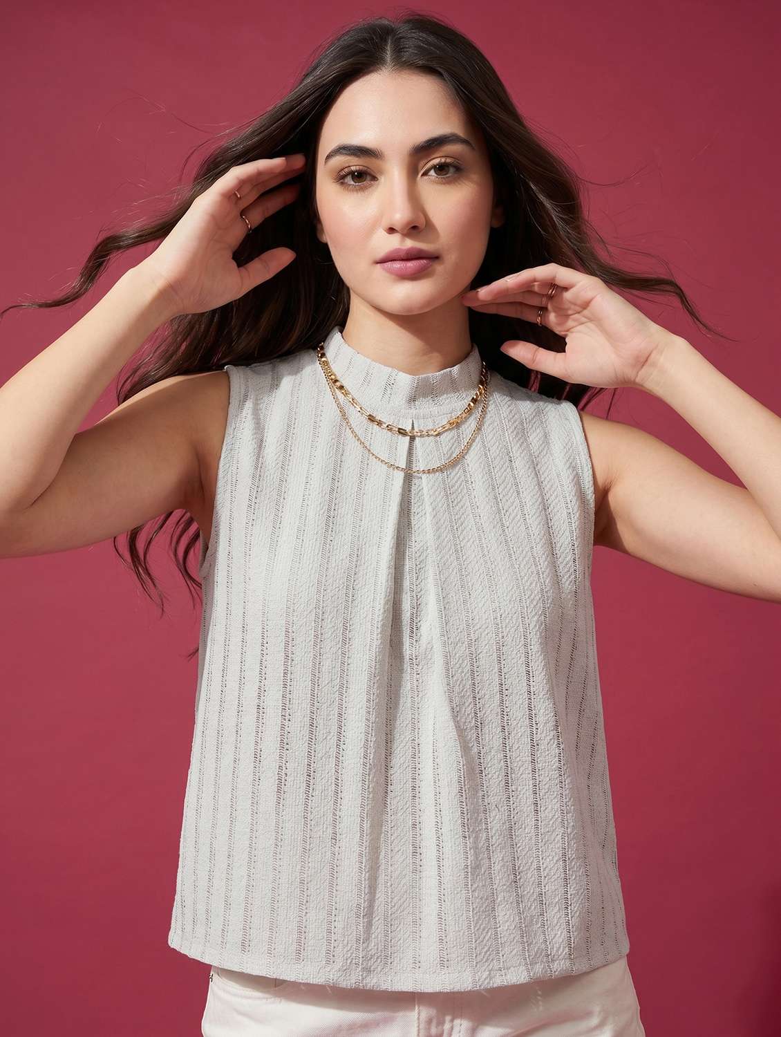 women self design sleeveless regular top - 22499443 -  Standard Image - 3