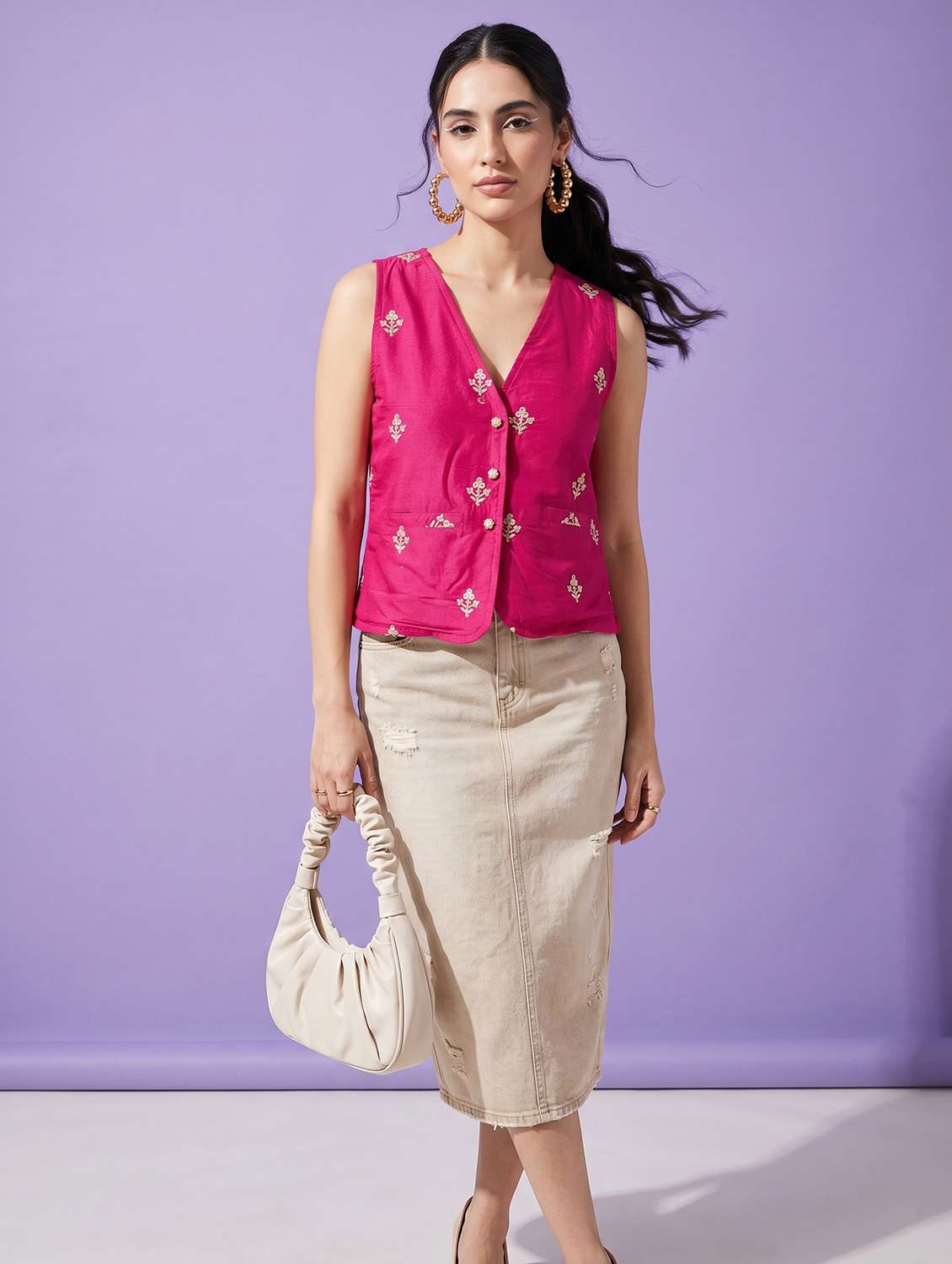 women solid with work sleeveless regular fit vest top - 22499448 -  Standard Image - 5