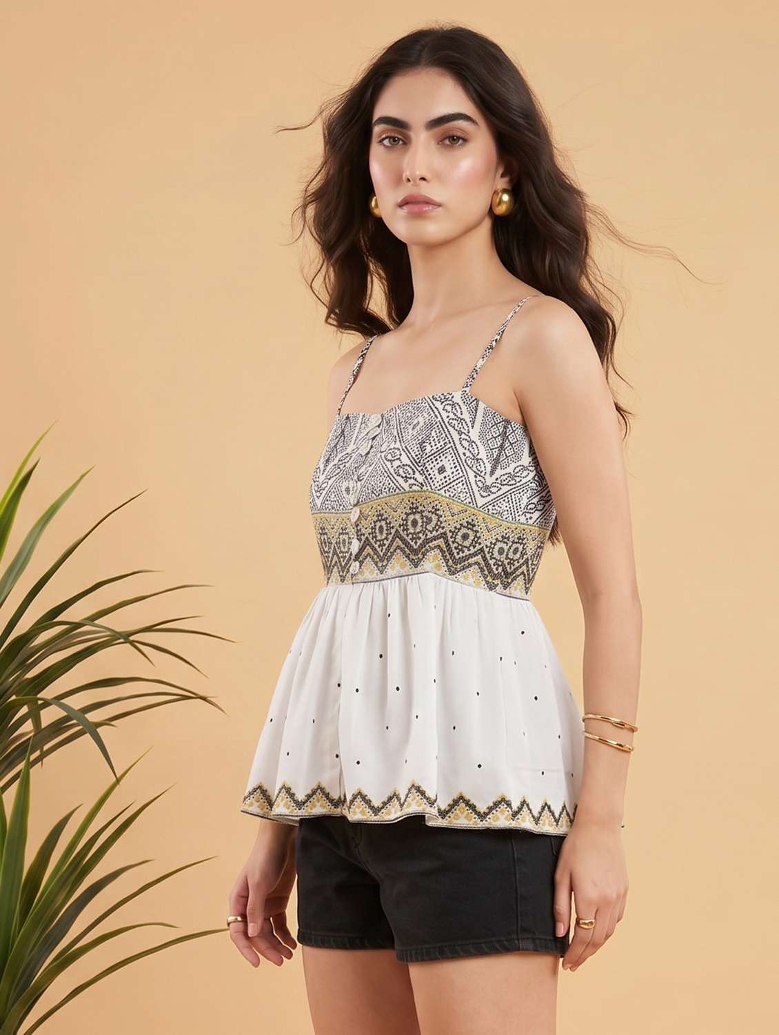 women embroidered sleeveless peplum top - 22499459 -  Standard Image - 5