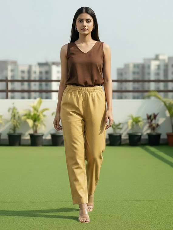 women solid mid rise straight fit palazzo - 22499467 -  Standard Image - 3