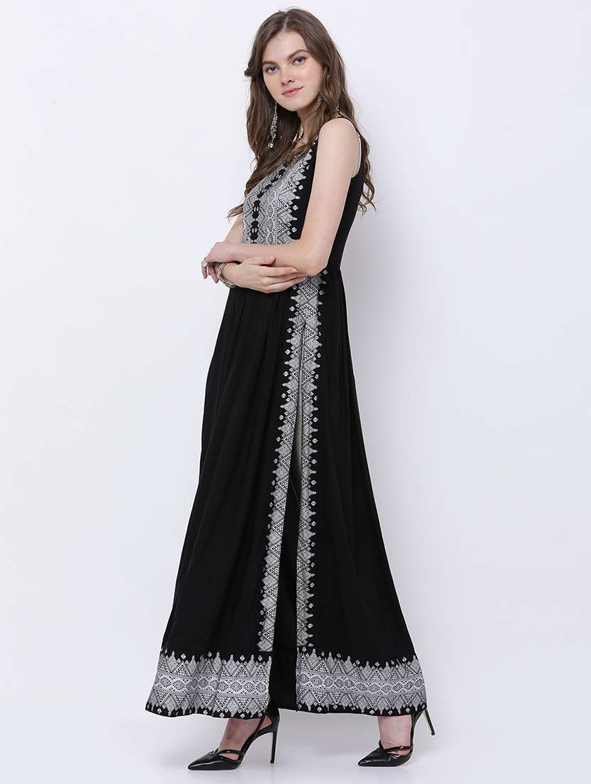 women printed sleeveless high slit kurta - 22499498 -  Standard Image - 3