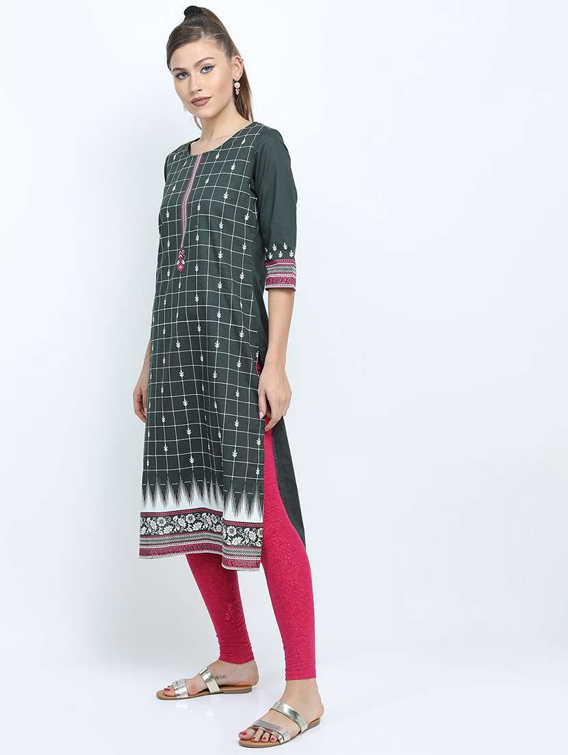 Women Printed Round Neck Straight Kurta - 22499505 -  Standard Image - 3