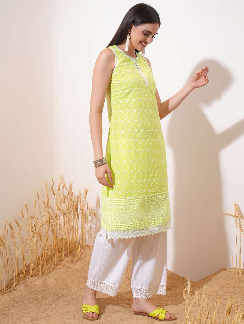 women embroidered sleeveless straight kurta - 22499553 -  Standard Image - 3