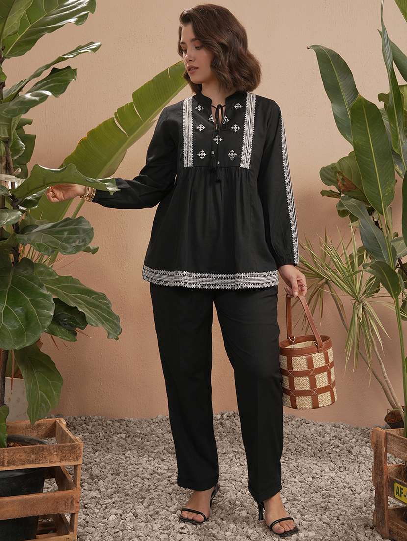 women embroidered long sleeves flared top - 22499563 -  Standard Image - 5