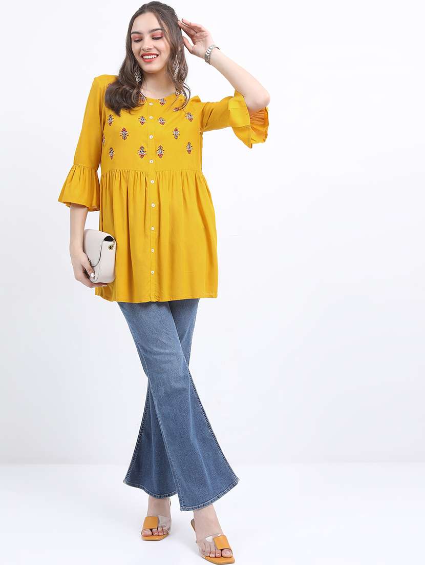 women printed round neck flared top - 22499567 -  Standard Image - 5