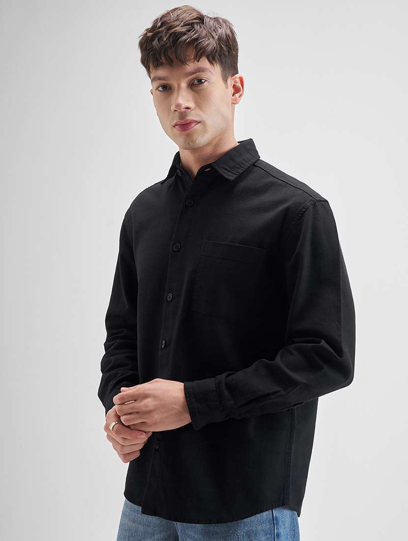 men solid long sleeve regular fit casual shirt - 22499586 -  Standard Image - 3
