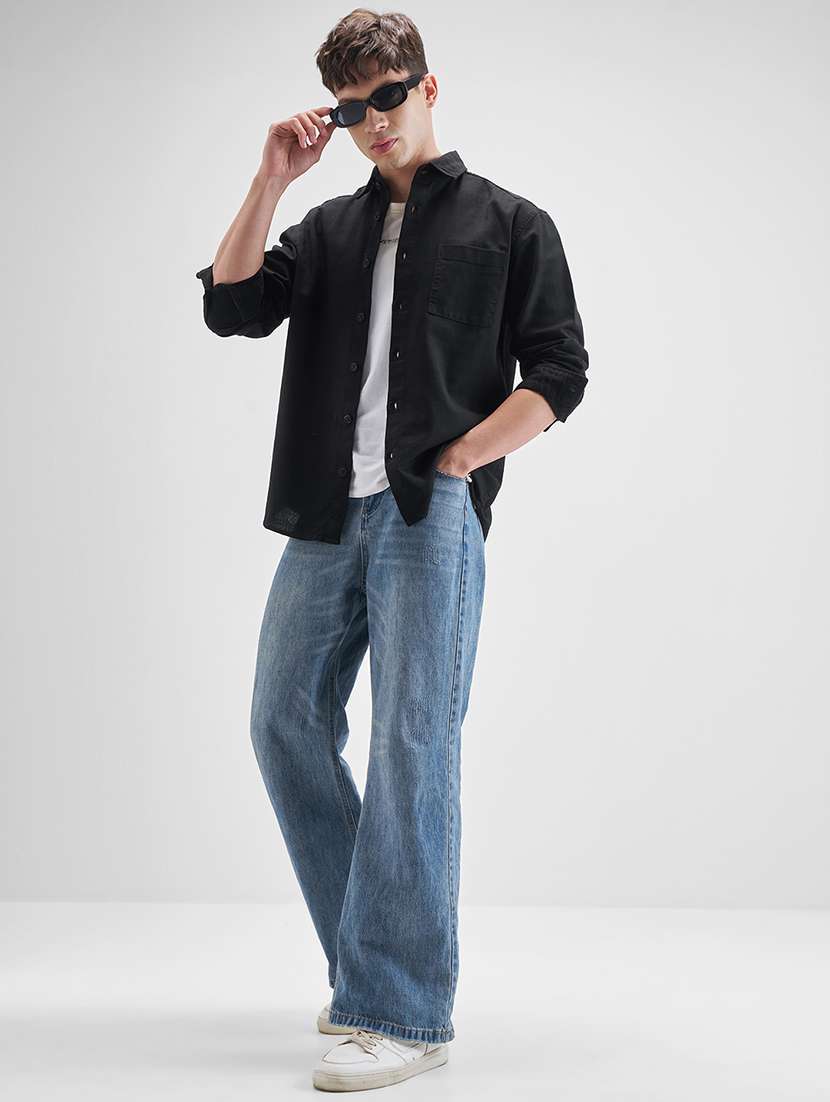 men solid long sleeve regular fit casual shirt - 22499586 -  Standard Image - 5
