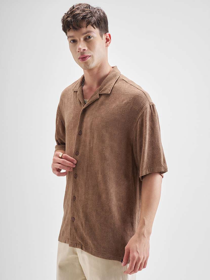 men self design short sleeve loose fit casual shirt - 22499589 -  Standard Image - 3