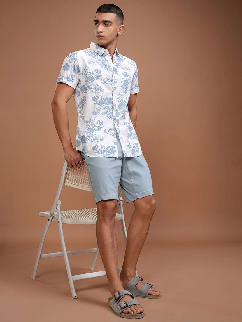 men solid mid rise regular fit shorts - 22499600 -  Standard Image - 5