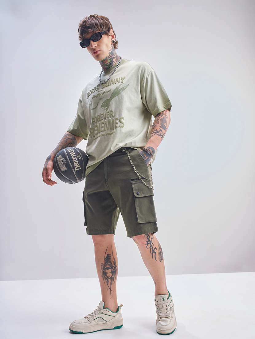 men solid mid rise regular fit cargo shorts - 22499608 -  Standard Image - 5