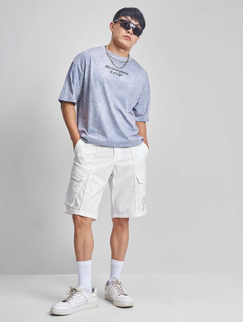men solid mid rise relaxed fit cargo shorts - 22499610 -  Standard Image - 5